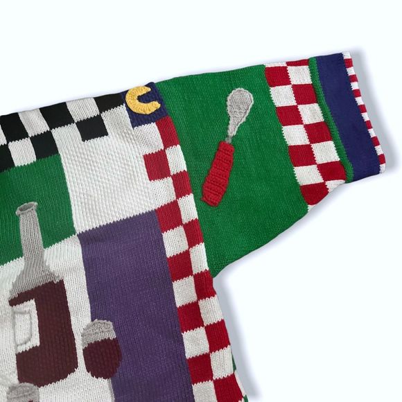 🔥insane🔥 Vintage Colorful BETEKZ 3/4 Sleeved Cardigan Picnic Themed - Picture 7 of 15